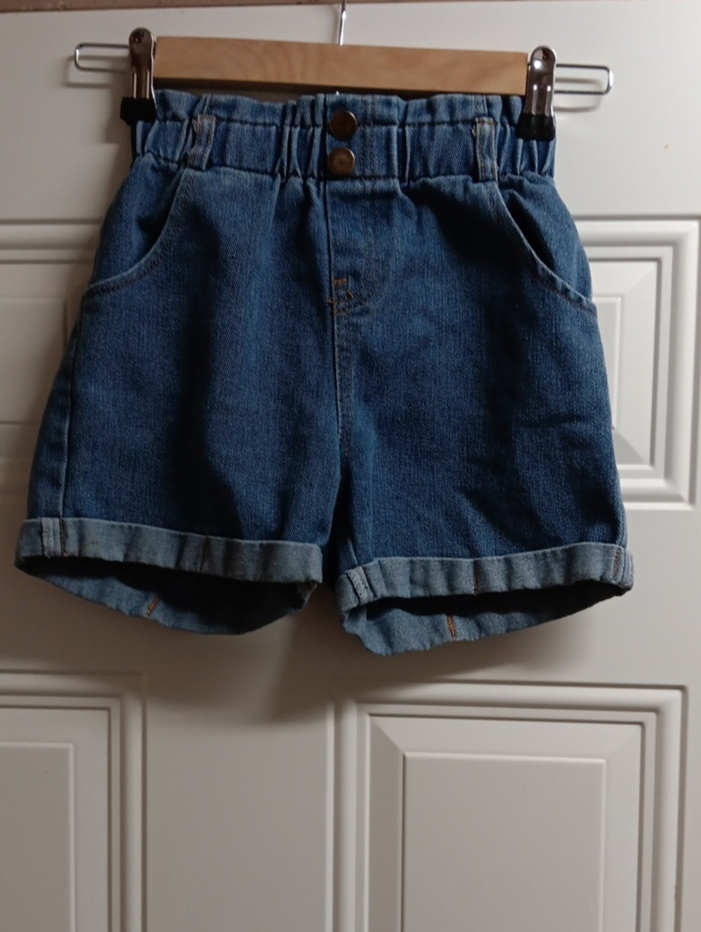 SHEIN Blue Roll-Cuff Denim Shorts for Girls